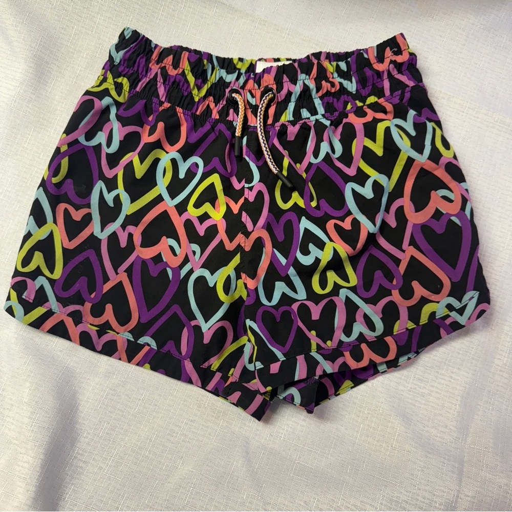 Active USA Black and Purple Athletic Shorts with Elastic Waistband